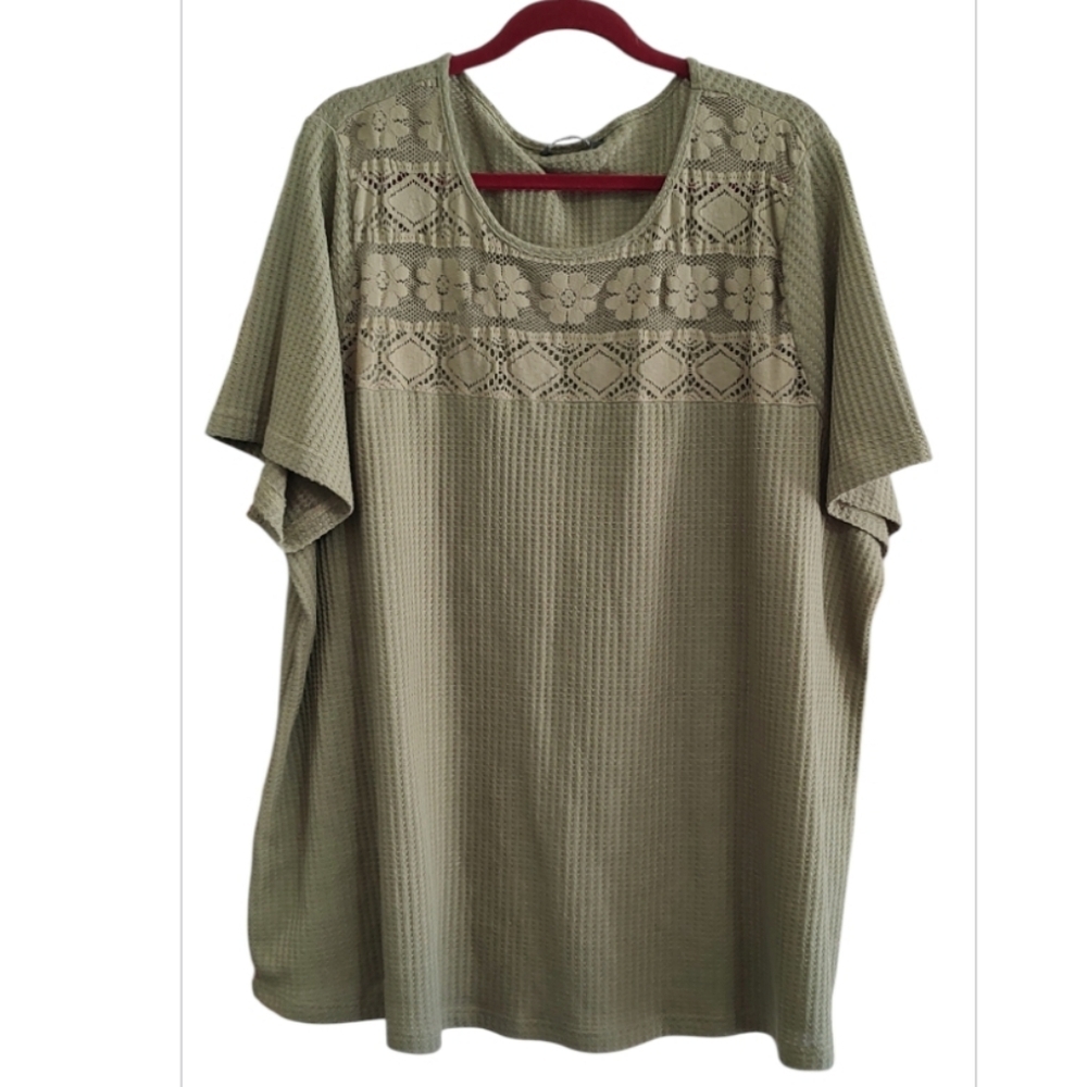BloomChic Sage Green Crochet Accent Blouse Size 26